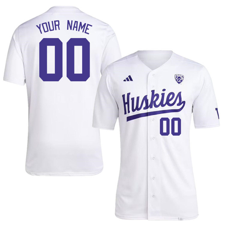 Custom Washington Huskies Name And Number College Baseball Jerseys Stitched-White - Click Image to Close